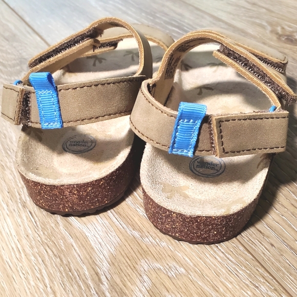 Wonder Nation toddler boys double strap faux leather tan sandal Size 9 - Picture 5 of 11
